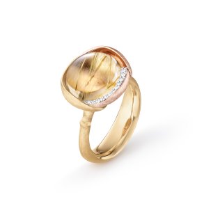OLE LYNGGAARD COPENHAGEN: Lotus Ring - Guld - Rutilkvarts - Brillanter - A2652-411