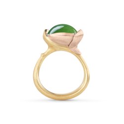 OLE LYNGGAARD COPENHAGEN: Lotus ring i 18kt guld m. serpentine og brillanter - A2652-426