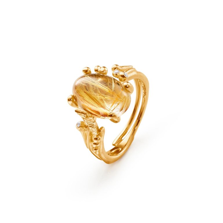 OLE LYNGGAARD COPENHAGEN: BoHo Ring - Guld - Rutilkvarts - Diamanter - A2929-404