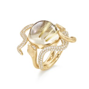 OLE LYNGGAARD COPENHAGEN: Snakes ring pav - Guld - Diamanter - Rutilkvarts - A2962-402