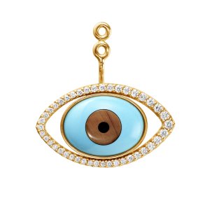 OLE LYNGGAARD COPENHAGEN: Vedhng Evil Eye - rering - Hjre - Lotus - Guld - Diamanter - A3039-402