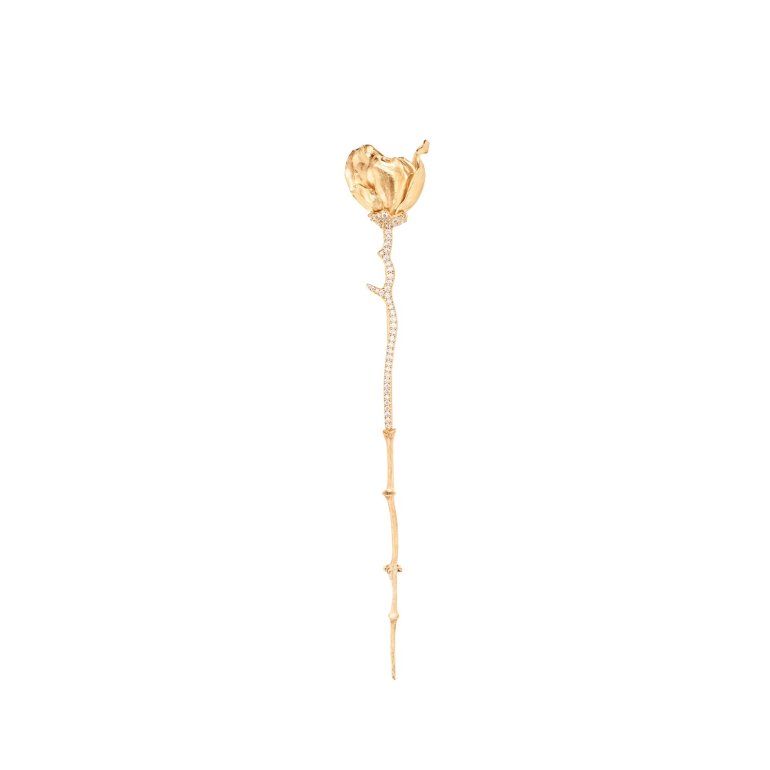 OLE LYNGGAARD COPENHAGEN: Wild Rose broche - lille -Guld - Diamanter - A3133-401