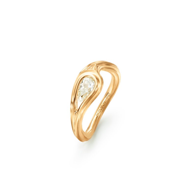 OLE LYNGGAARD COPENHAGEN: Ocean Drop solitaire Ring - Guld - Diamant - A3283-401