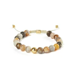 Alexander Lynggaard: Bamboo Leaf Agate Braided armbnd (8mm) - B00183