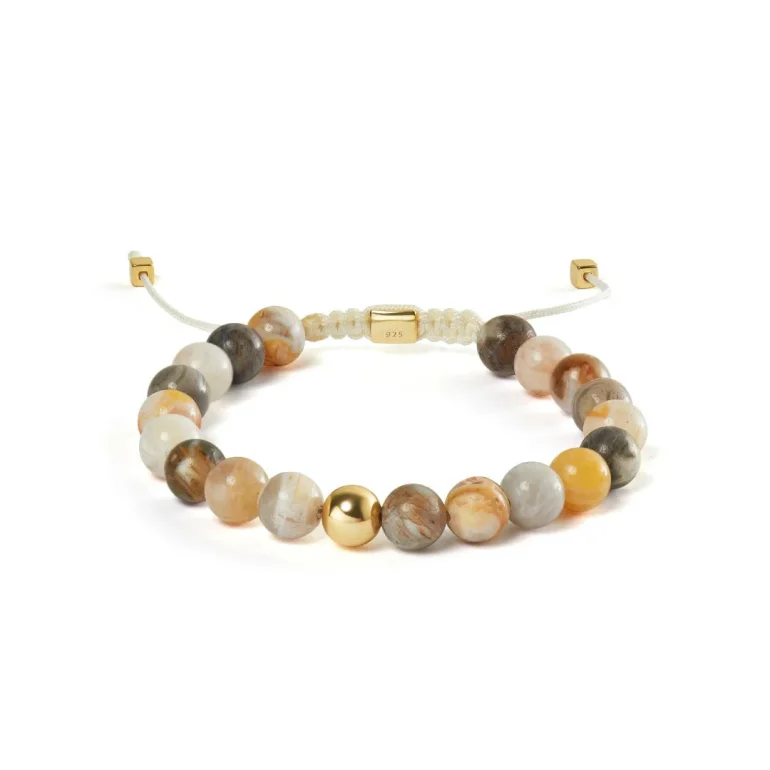 Alexander Lynggaard: Bamboo Leaf Agate Braided armbnd (8mm) - B00183