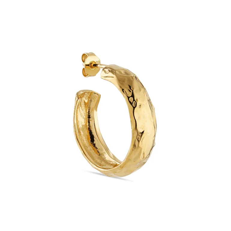 Jane Knig: BIG BRUISED HEART CREOLE rering - Forgyldt Slv - BBHH-SS23-G