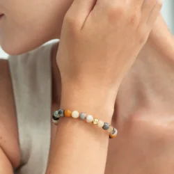 Alexander Lynggaard: Bamboo Leaf Agate Braided armbnd (6mm) - B00172