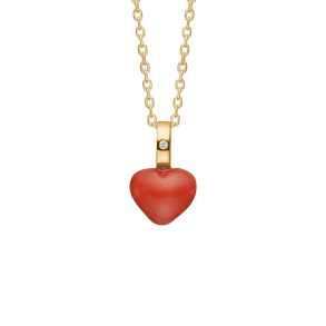Carr� Copenhagen: Hjerte vedh�ng - Koral - Diamant - Guld - TL4487RCDI