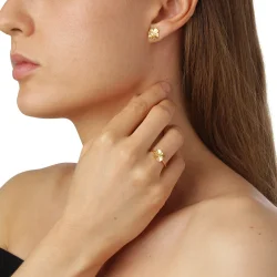 Flora Danica: Firklver ring - forgyldt slv - FLC-Ri-G