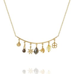 Dulong: Linea Piccolo Golden Desert halskde - Guld - Mix sten - LIN5-A1716-47