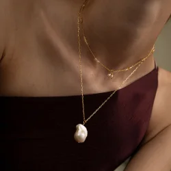 Carr Copenhagen: Guldbelagt halskde 38+2cm - Sterling slv - Rutil kvarts - FC4364GRT