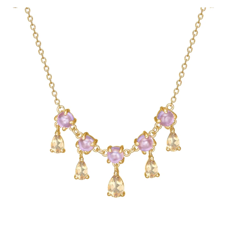 Copenhagen: Guldbelagt halskde - Sterling slv - Ametyst - Kvarts - FC4443AMCHQ