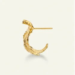 Flora Danica: Rosenblad Hoop �reringe - Forgyldt s�lv - Diamant - ROS-HOPC-G