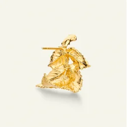 Flora Danica: Rosenblad Hoop �reringe - Forgyldt s�lv - Diamant - ROS-HOPC-G