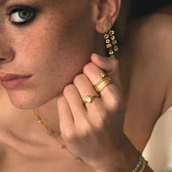 Carr Copenhagen: Guldbelagte reringe - Champagne Kvarts - FH4418CHQ