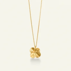 Flora Danica: Firkl�ver vedh�ng - justerbar k�de - Stor - forgyldt s�lv - FLC-NE-LARGE-G