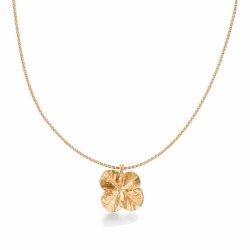 Flora Danica: Firkl�ver vedh�ng - justerbar k�de - Stor - forgyldt s�lv - FLC-NE-LARGE-G
