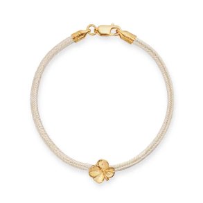 Flora Danica: Firklver silke armbnd - Champagne - Forgyldt Slv - FLC-SILK-CHAMPAGNE-G