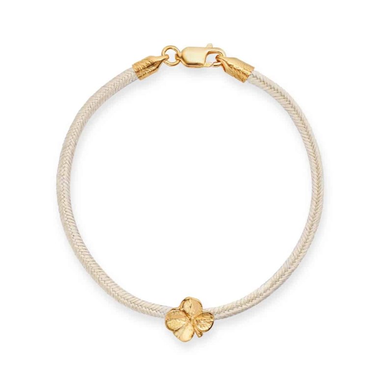 Flora Danica: Firklver silke armbnd - Champagne - Forgyldt Slv - FLC-SILK-CHAMPAGNE-G