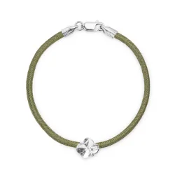 Flora Danica: Firklver silke armbnd - Olivengrn - Slv - FLC-SILK-OLIVE-18-S