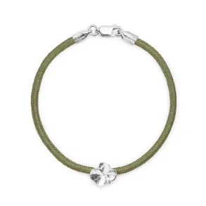 Flora Danica: Firklver silke armbnd - Olivengrn - Slv - FLC-SILK-OLIVE-18-S