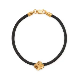 Flora Danica: Firklver silke armbnd - Sort - FG/Slv - FLC-silk-black-18-G