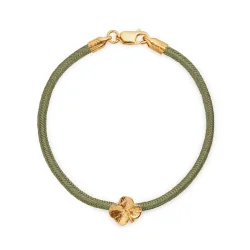 Flora Danica: Firklver silke armbnd - Olivengrn - FG/Slv - FLC-silk-olive-18-G