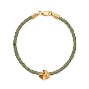Flora Danica: Firklver silke armbnd - Olivengrn - FG/Slv - FLC-silk-olive-18-G