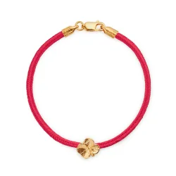Flora Danica: Firklver silke armbnd - Rd -FG /Slv - FLC-silk-red-18-G