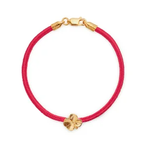Flora Danica: Firklver silke armbnd - Rd -FG /Slv - FLC-silk-red-18-G