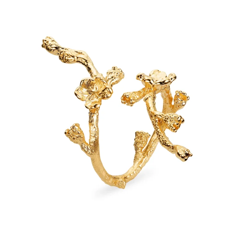 Flora Danica: Forglemmigej Statement ring - forgyldt slv - FMN-StRi-G-54