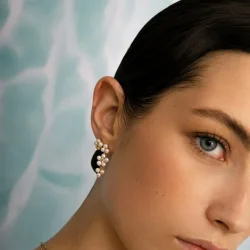 Carr� Copenhagen: S�lvforgyldte Reef �reringe - �restikker - perler og prasiolit - FS4466BI-BIPRS-B