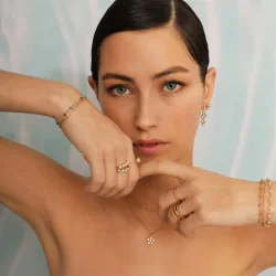 Carr� Copenhagen: S�lvforgyldte Reef �reringe - �restikker - perler og prasiolit - FS4466BI-BIPRS-B