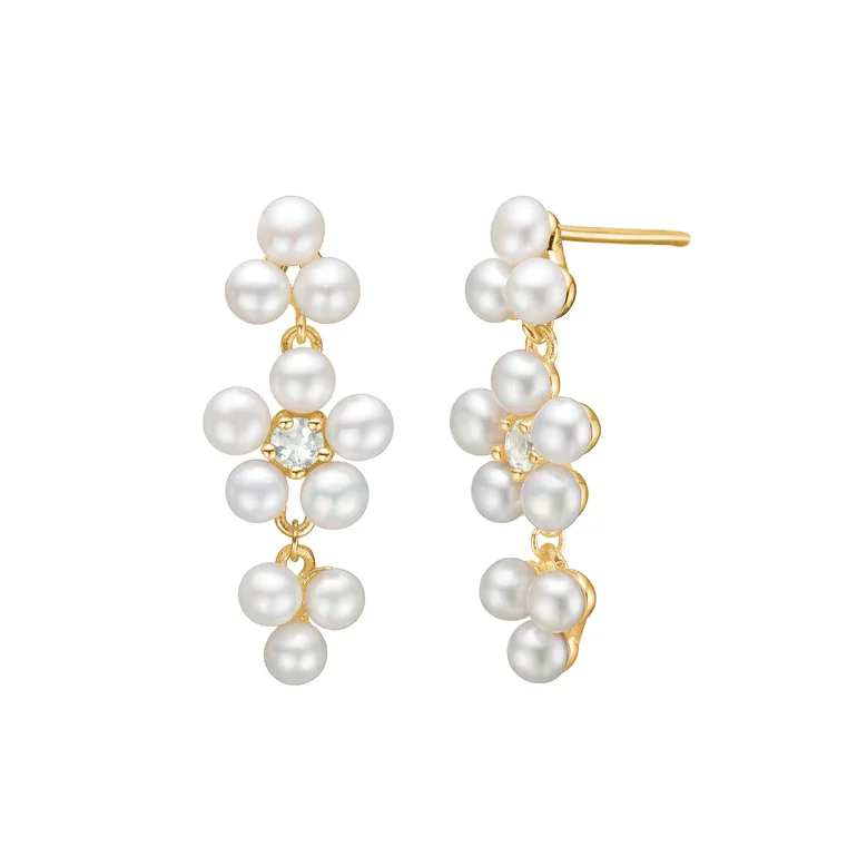 Carr� Copenhagen: S�lvforgyldte Reef �reringe - �restikker - perler og prasiolit - FS4466BI-BIPRS-B