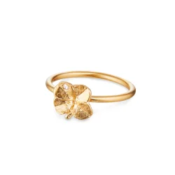 Flora Danica: Firklver ring - forgyldt slv - FLC-Ri-G