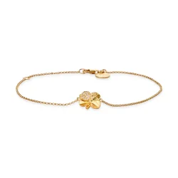 Flora Danica: Firklver Pav armbnd - forgyldt slv - FLC-Br-G-Pave