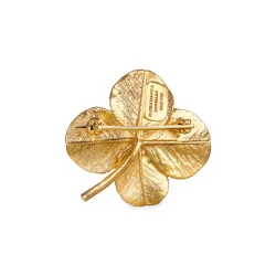 Flora Danica: Firklver Pav broche - forgyldt slv - FLC-Bro-G-Pave