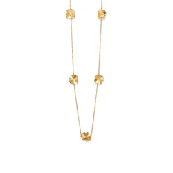 Flora Danica: Firklver halskde med fem forgyldte klvere - forgyldt Slv - FLC-NeLo-G