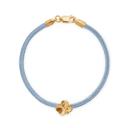 Flora Danica: Firklver silke armbnd - Bl - FG/Slv - FLC-silk-blue-18-G
