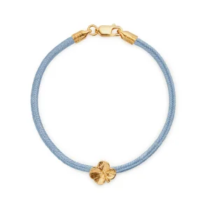 Flora Danica: Firklver silke armbnd - Bl - FG/Slv - FLC-silk-blue-18-G