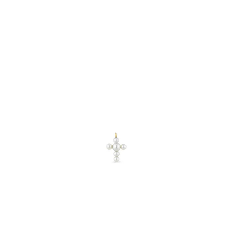 Jane Knig: MEDIUM PEARL Kors for CREOLE - Vedhng - Guld - perle - GULD-H21PCPM
