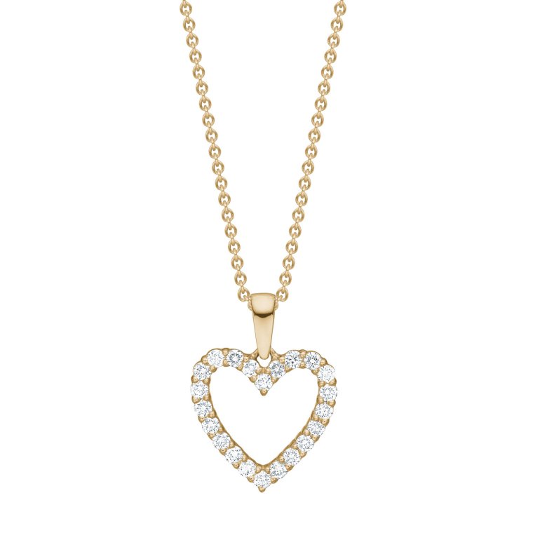 Guldbrandsen:  Hjerte Vedhng - Mellem - Guld - Brillanter - GUP015-M-RG