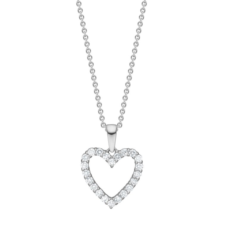 Guldbrandsen:  Hjerte Vedhng - Mellem - Hvidguld - Brillanter - GUP015-M-WG