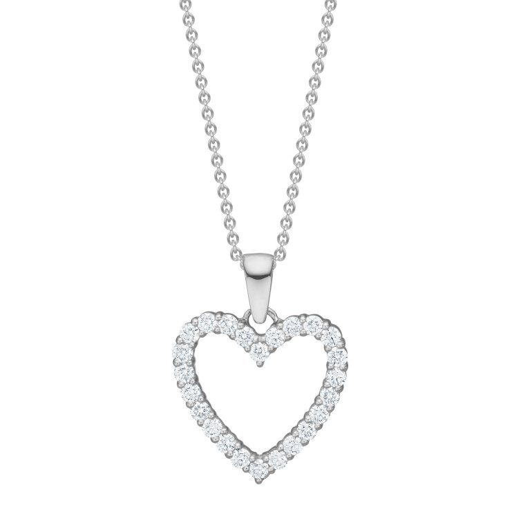 Guldbrandsen:  Hjerte Vedhng - Stor - Hvidguld - Brillanter - GUP016-L-WG