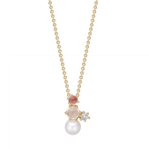 Guldbrandsen: Guldvedhng - Guld - Brillanter - Perle- Turmalin - Rosakvarts - GUP216-PTR