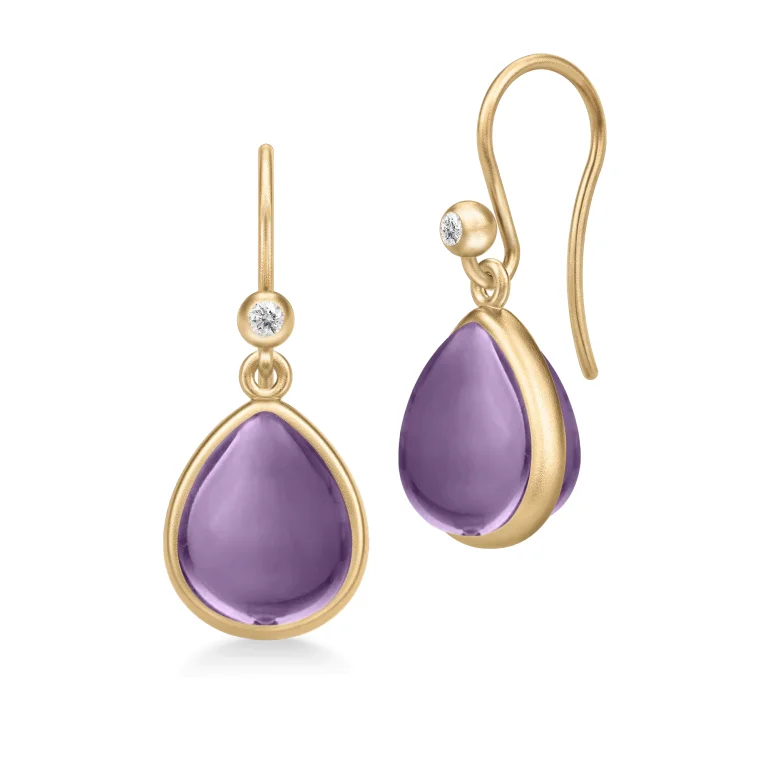Julie Sandlau: Paloma �reringe - Guldbelagt s�lv -  Amethyst krystal - HKS631GDATCRCZ