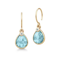 Julie Sandlau: Leela Earrings reringe - Forgyldt slv - Aqua Blue - HKS750GDAQBLUCRCZ