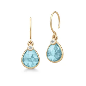 Julie Sandlau: Leela Earrings reringe - Forgyldt slv - Aqua Blue - HKS750GDAQBLUCRCZ