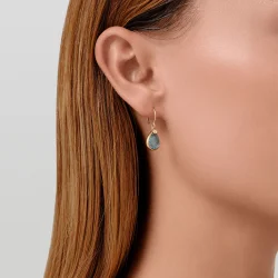 Julie Sandlau: Leela Earrings reringe - Forgyldt slv - Aqua Blue - HKS750GDAQBLUCRCZ