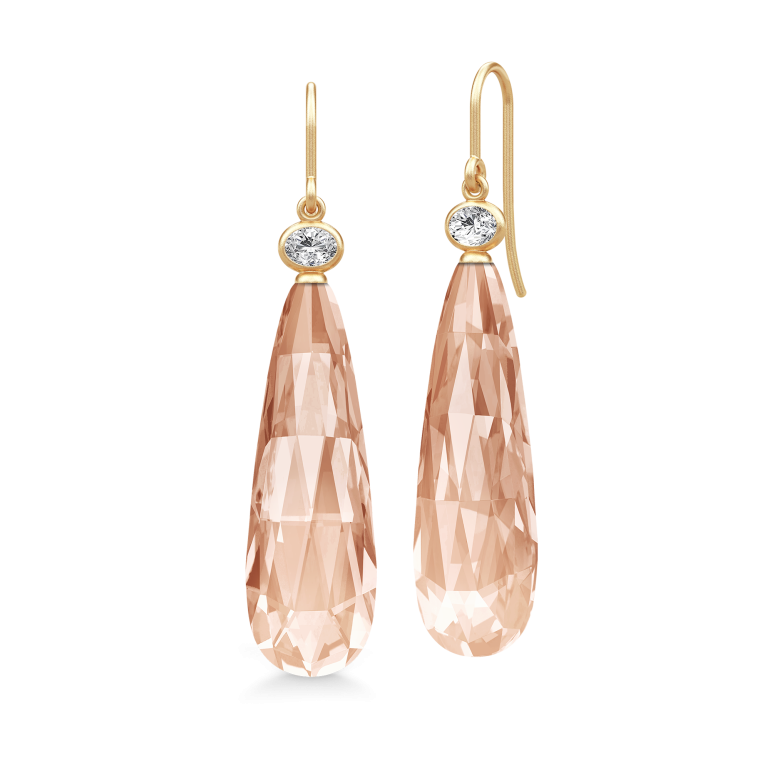 Julie Sandlau: Ofelia Drop Earring rering - Forgyldt slv - Peach Morganite  - HKS809GDPEAMOCRC